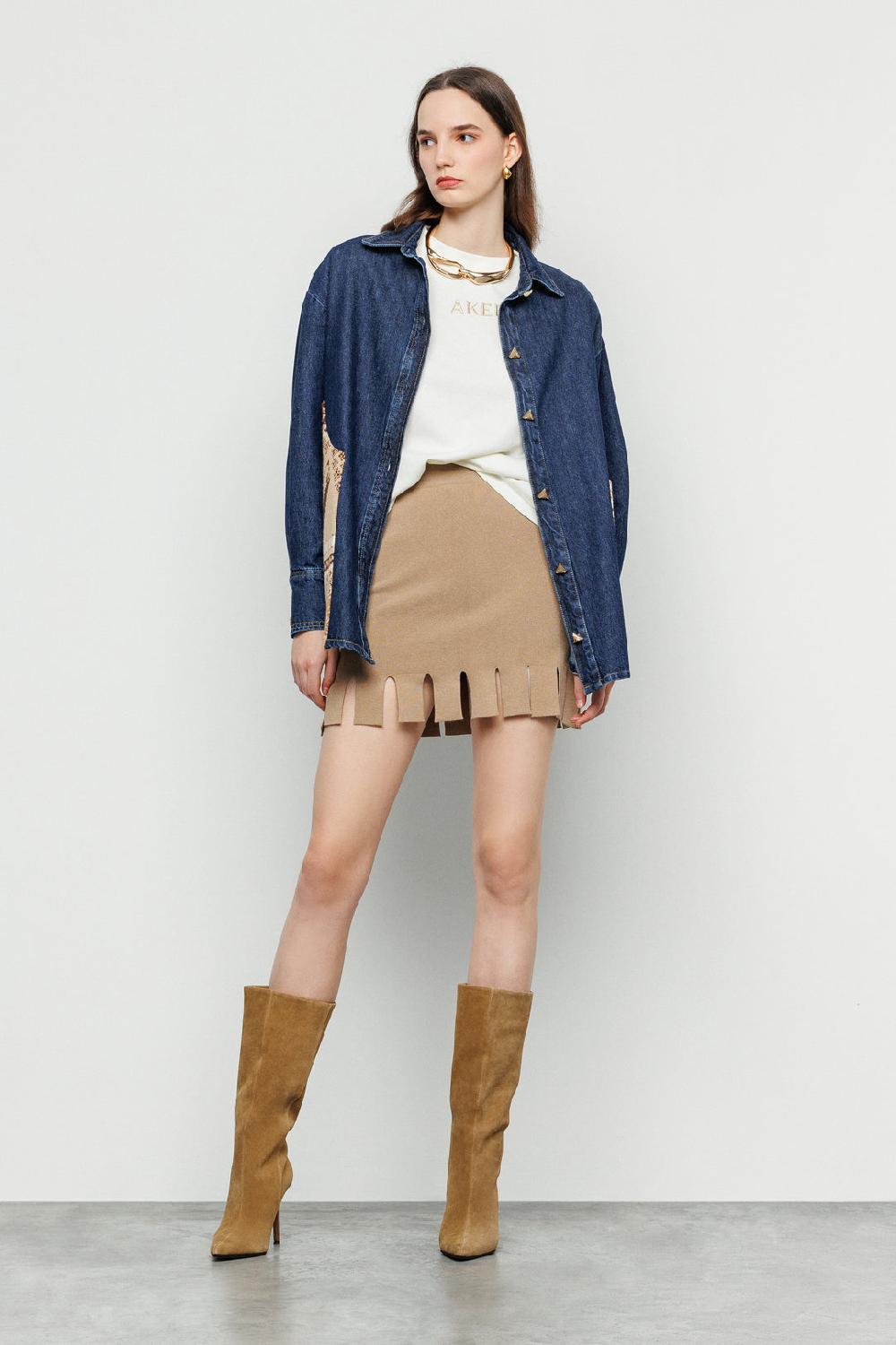 Akep CAMICIA IN DENIM AKEP CON INSERTI IN MAGLIERIA Flash Sale