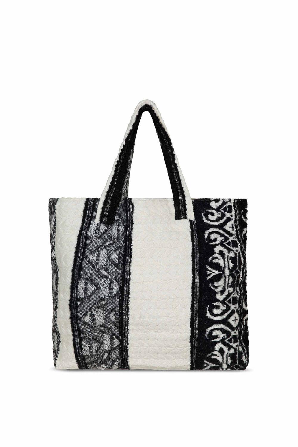 Akep SHOPPING BAG AKEP MISTO LANA JACQUARD WHITE&BLACK Affare Del Giorno