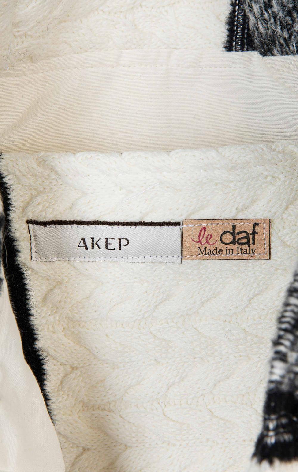 Akep SHOPPING BAG AKEP MISTO LANA JACQUARD WHITE&BLACK Affare Del Giorno