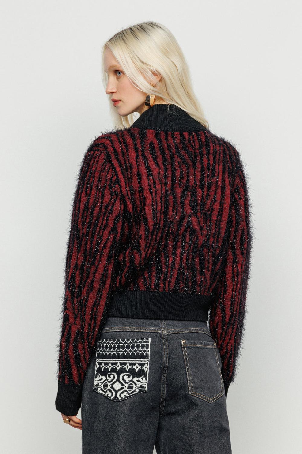 Akep CARDIGAN AKEP CON FULL ZIP ZEBRATA DETTAGLI IN LUREX Novità