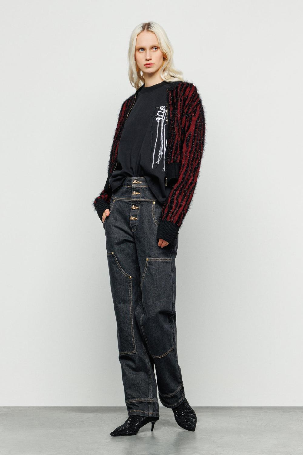 Akep CARDIGAN AKEP CON FULL ZIP ZEBRATA DETTAGLI IN LUREX Novità