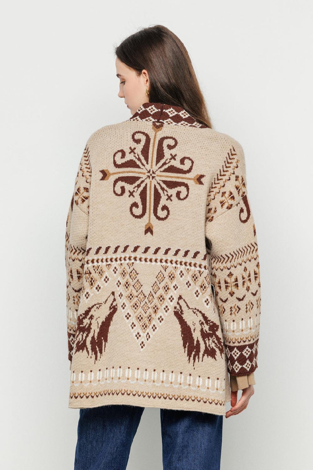 Akep CARDIGAN AKEP IN JACQUARD CON CINTURA Sconto