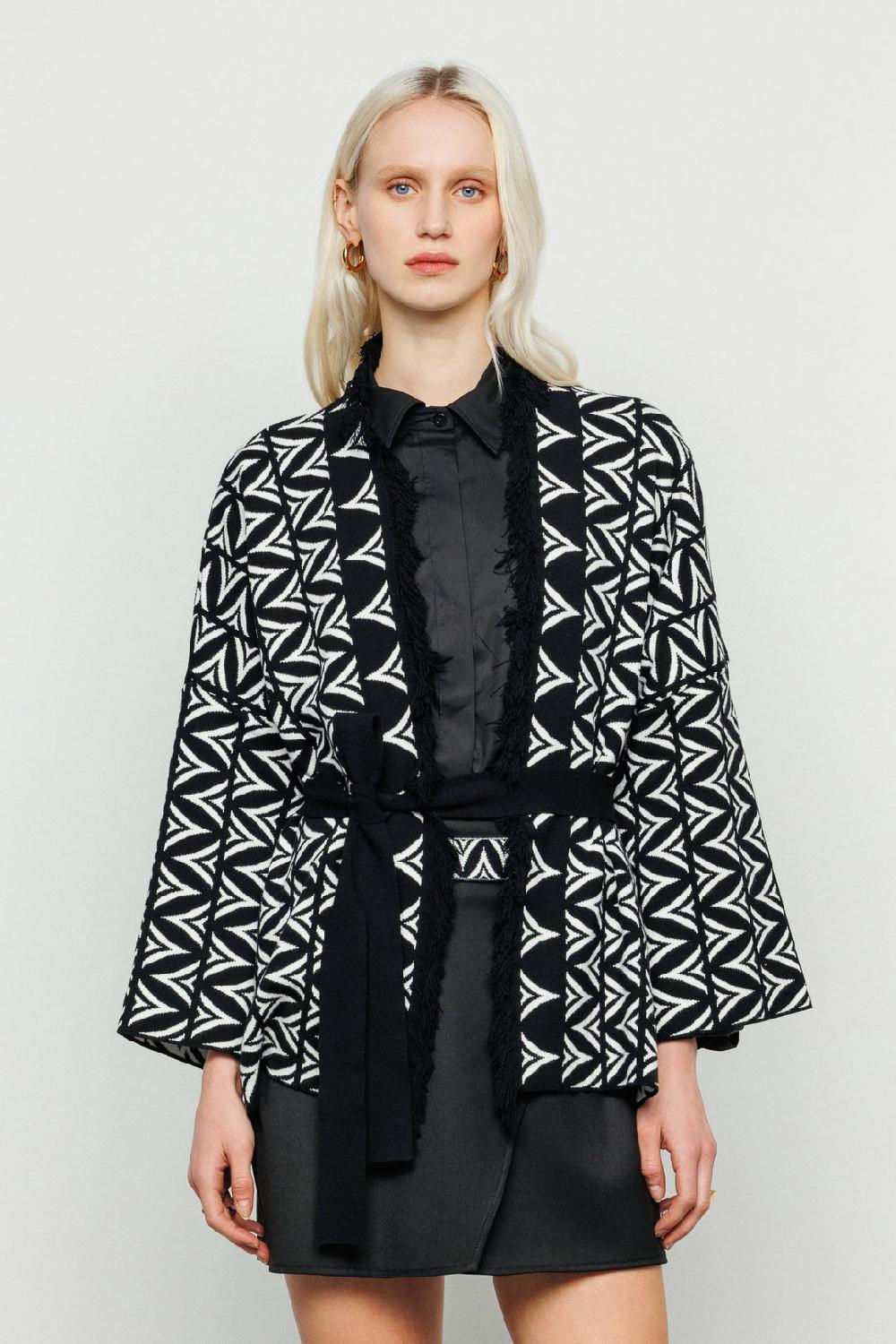 Akep CARDIGAN AKEP JACQUARD FANTASIA ALLOVER LOGOMANIA Offerta