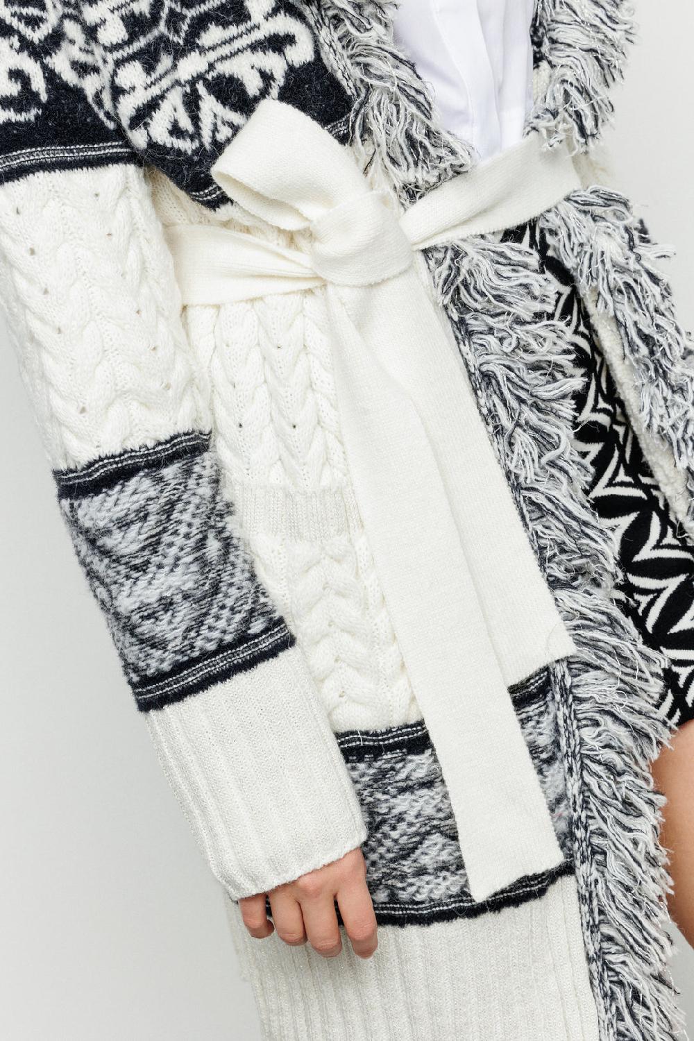 Akep CARDIGAN MIDI AKEP LAVORAZIONE A TRECCE IN JACQUARD CON CINTURA In Vendita