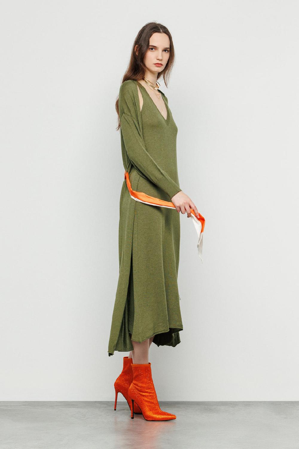 Akep CARDIGAN MIDI CON FOULARD IN VITA Saldi