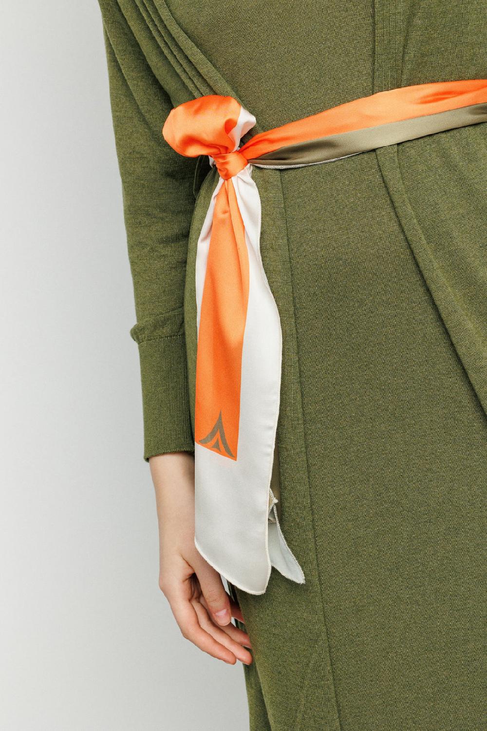 Akep CARDIGAN MIDI CON FOULARD IN VITA Saldi