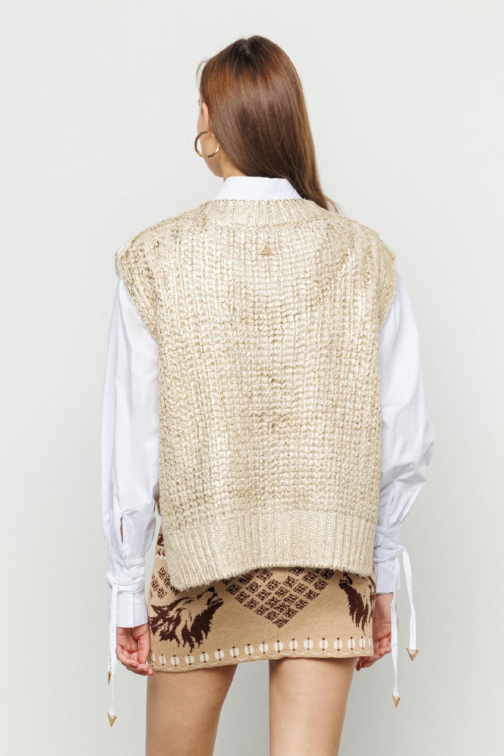 Akep GILET AKEP PLACCATURA GOLD CON SCOLLO A V In Linea