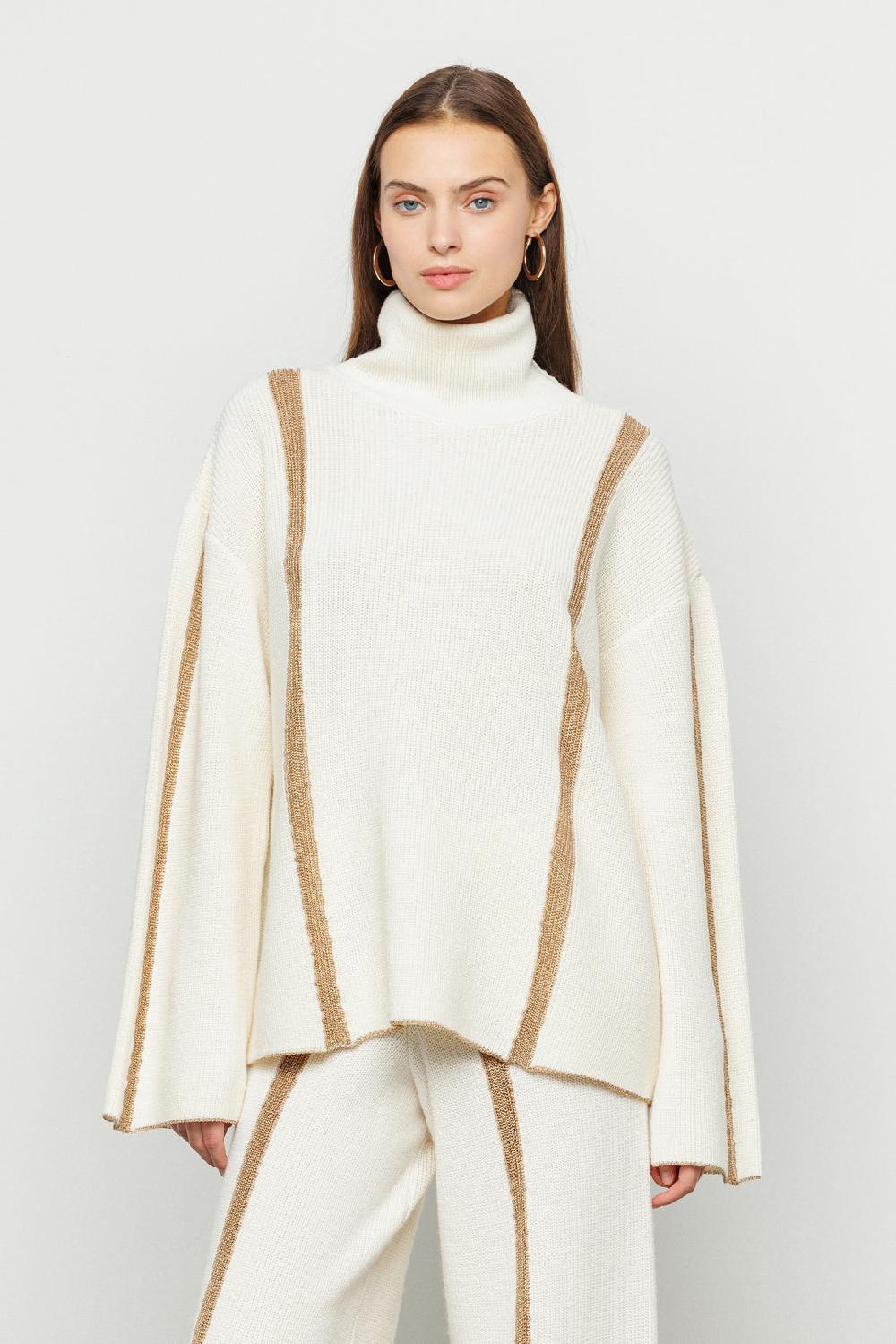 Akep PULLOVER AKEP A COSTE CON INTARSIO IN LUREX Presa