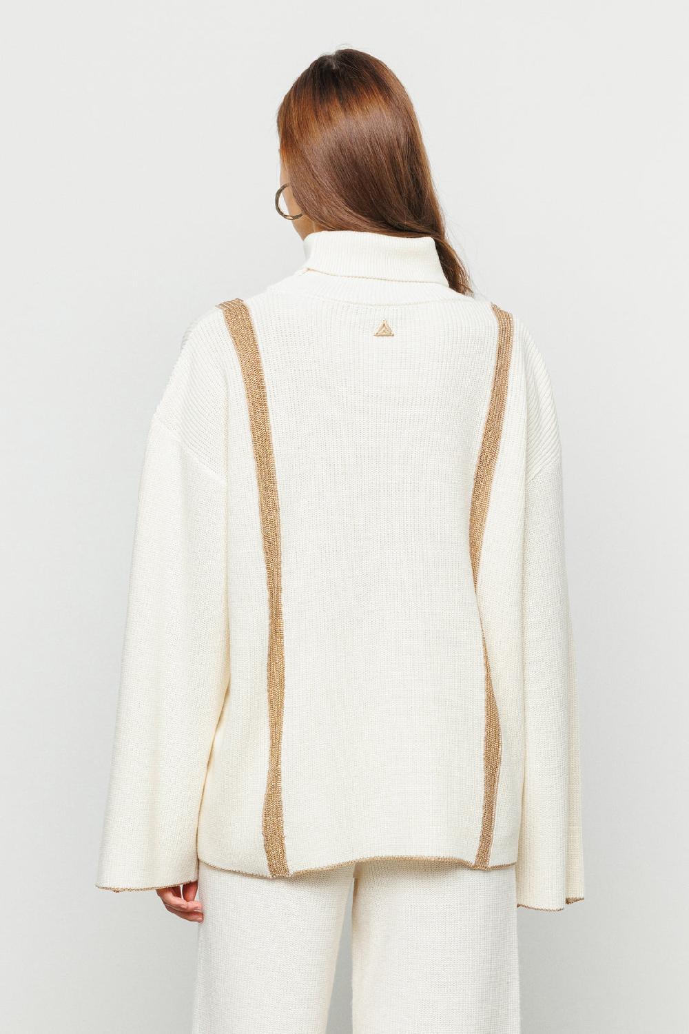Akep PULLOVER AKEP A COSTE CON INTARSIO IN LUREX Presa
