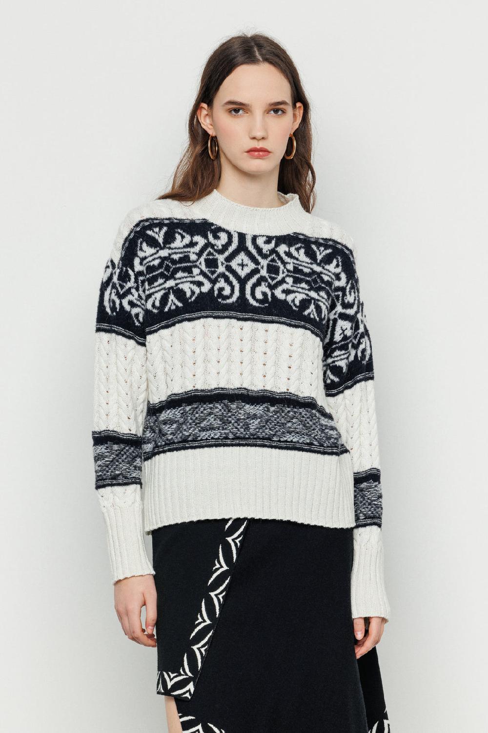 Akep PULLOVER AKEP GIROCOLLO INTRECCIATO CON INSERTI JACQUARD Outlet