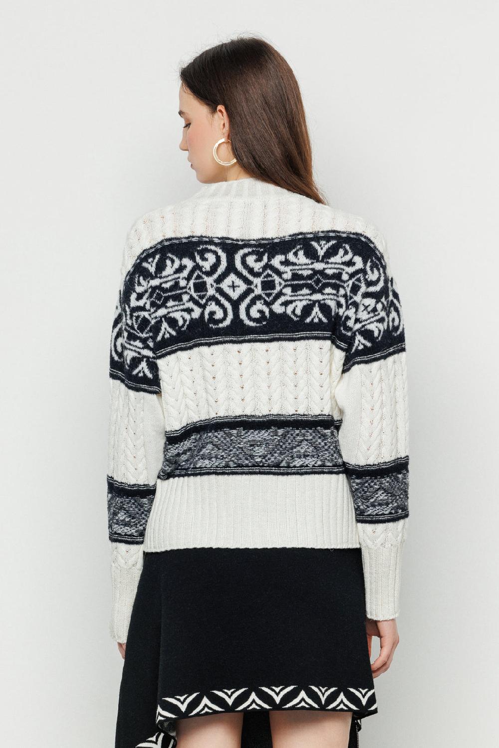 Akep PULLOVER AKEP GIROCOLLO INTRECCIATO CON INSERTI JACQUARD Outlet