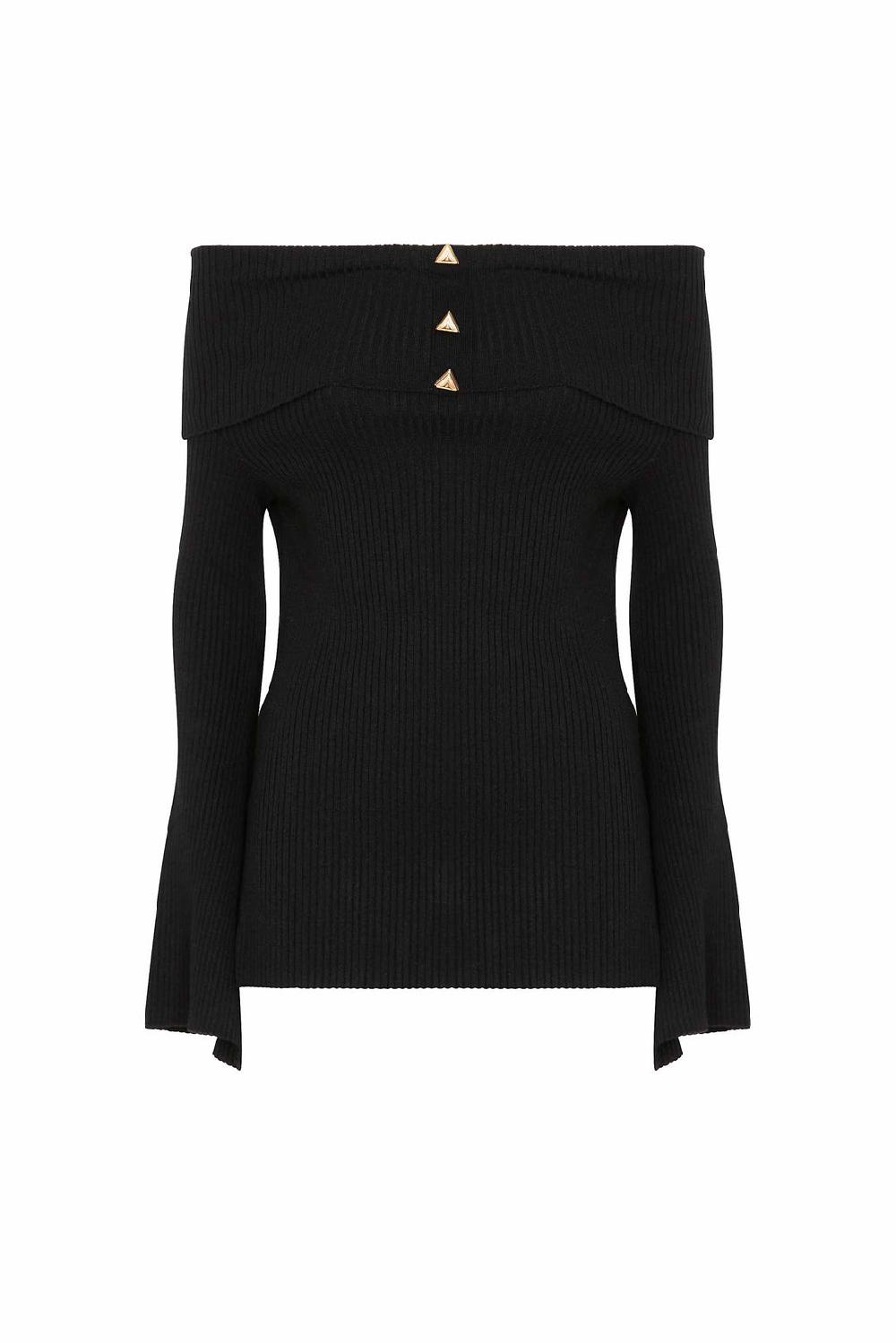 Akep PULLOVER AKEP SCOLLO BARDOT CON BOTTONI LOGATI Saldi
