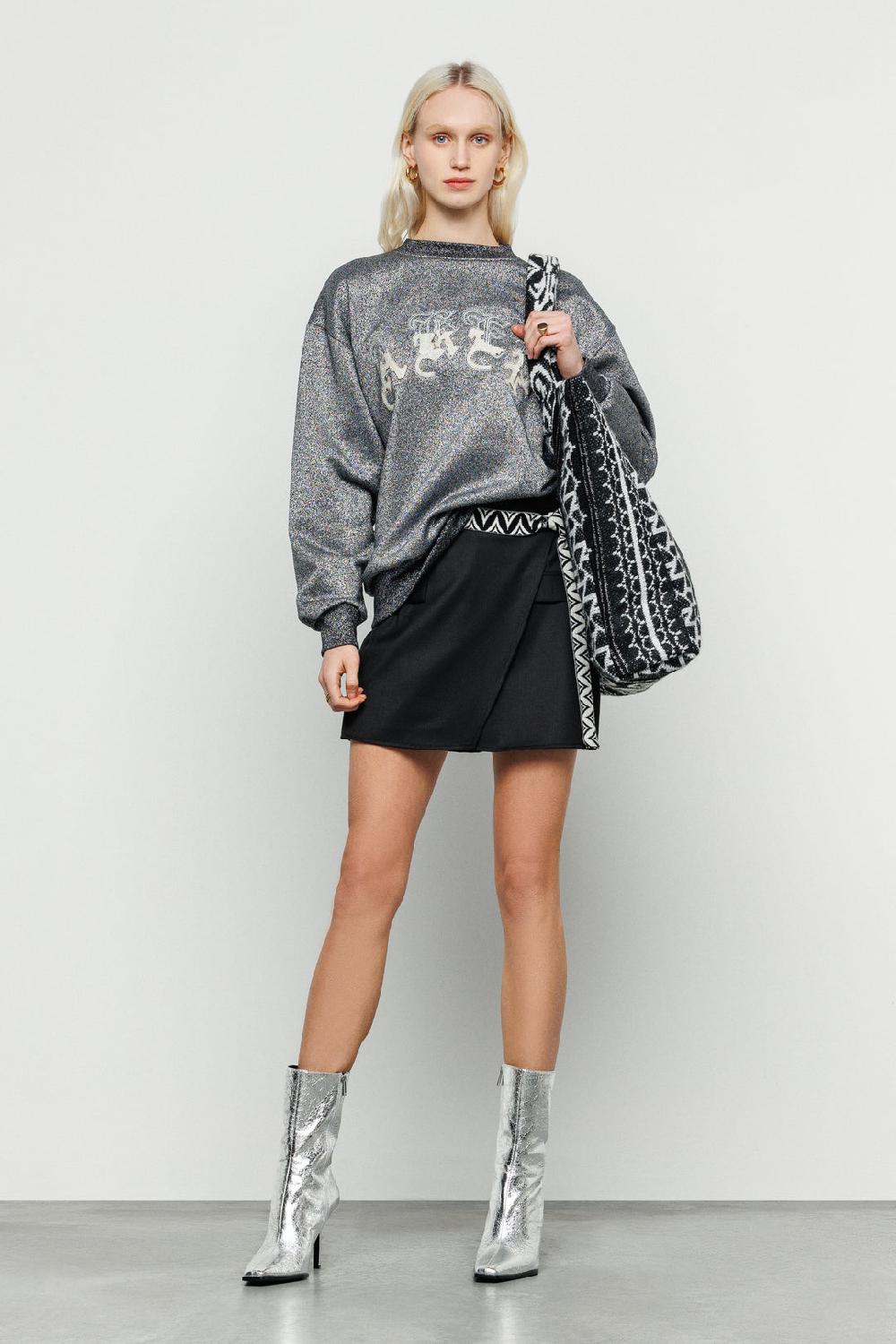 Akep SHOPPING BAG AKEP MISTO LANA JACQUARD BLACK&WHITE Vendita Economica