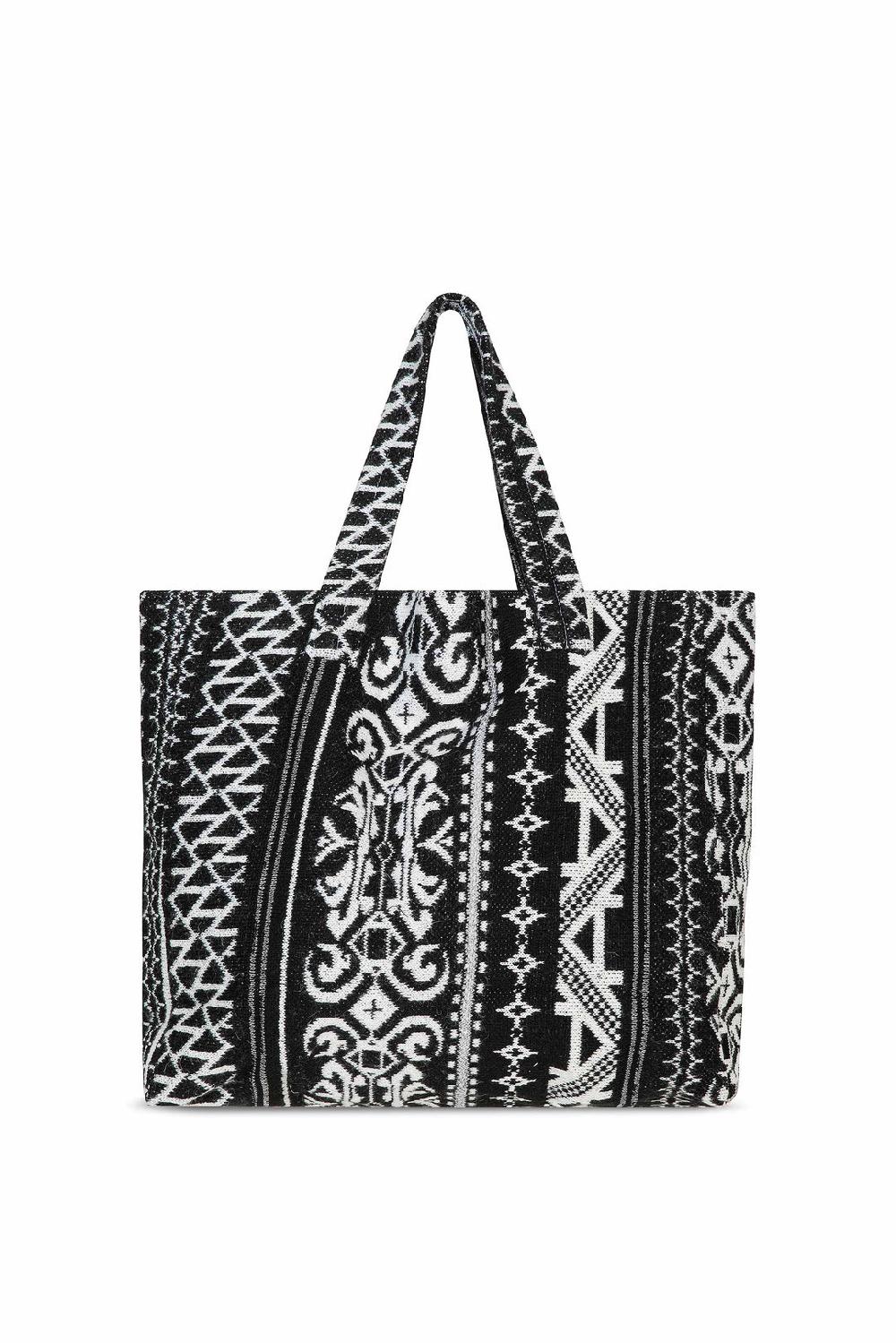 Akep SHOPPING BAG AKEP MISTO LANA JACQUARD BLACK&WHITE Vendita Economica