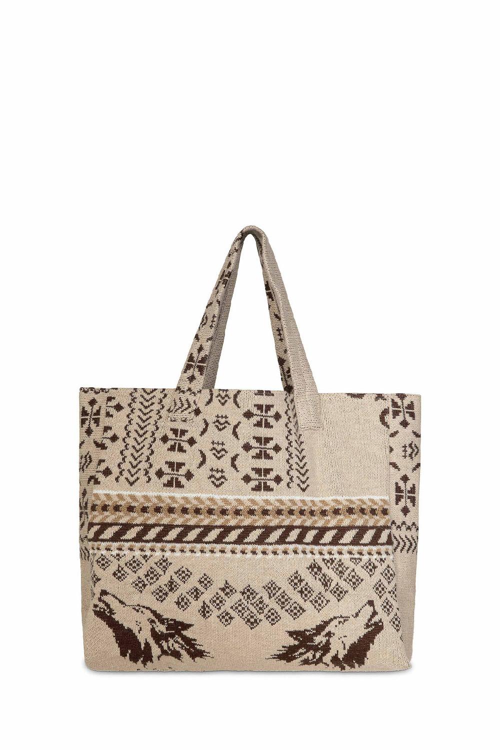 Akep SHOPPING BAG AKEP MISTO LANA JACQUARD SABBIA I Più Venduti