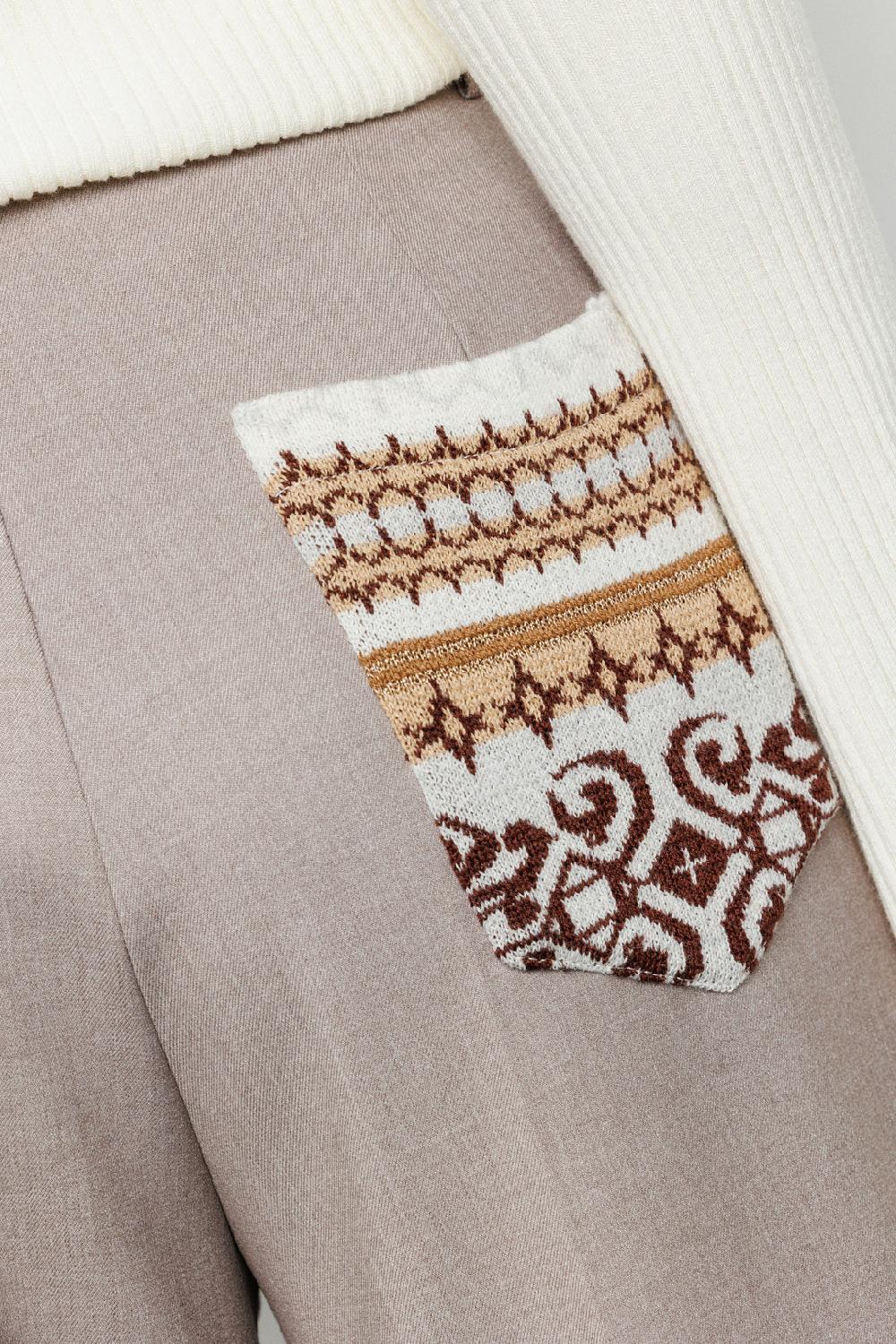 Akep PANTALONE BOOTCUT IN FRESCO LANA CON TASCA JACQUARD SUL RETRO Outlet
