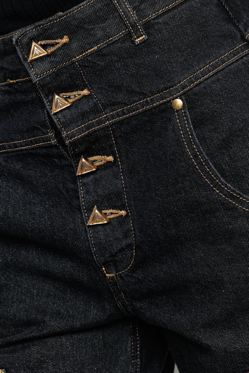 Akep PANTALONE DENIM AKEP CON TASCA IN JACQUARD SUL RETRO Saldi